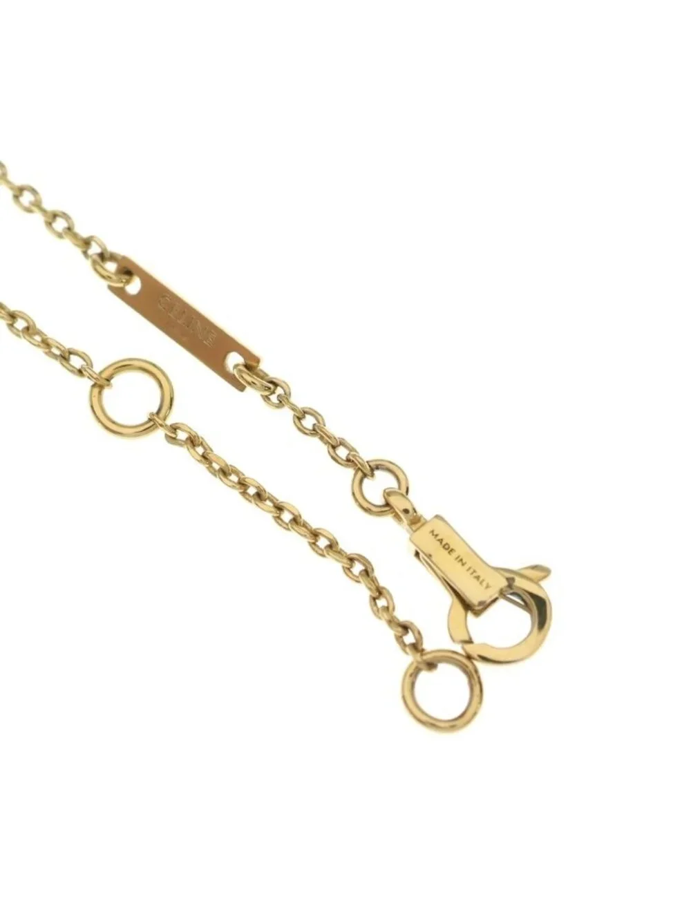 Celine Mini Triomphe Pendant Chain Gold Plated Necklace